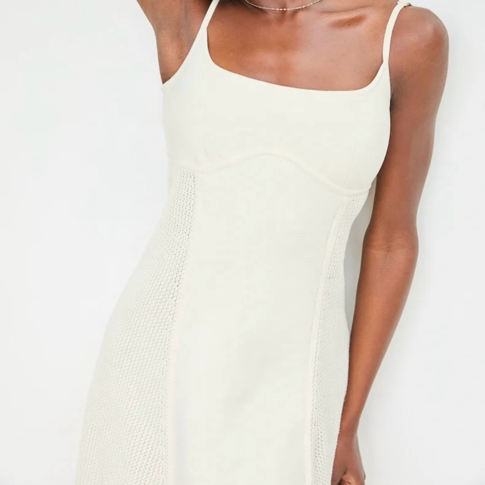 Express Cream Knit Midi Dress